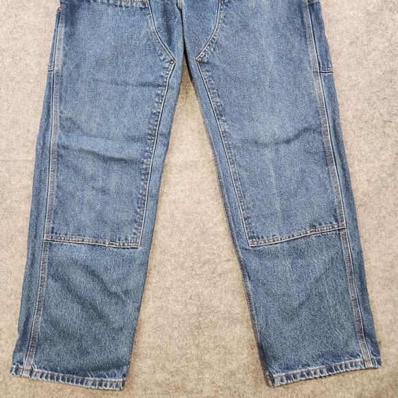 Carhartt Jeans Mens 36x32 Blue Denim B73 DST Double Knee Utility Work Pants - Picture 3 of 14